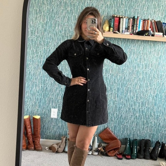 River Black Corduroy mini dress